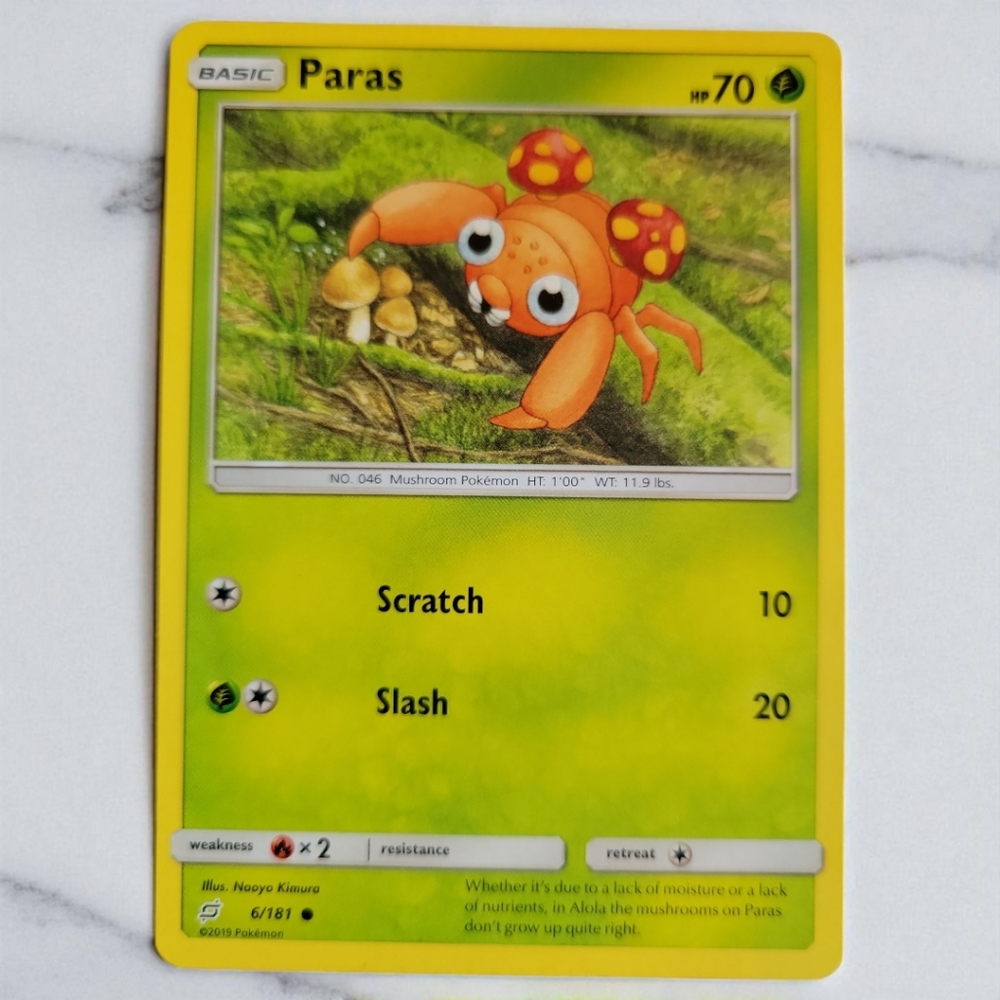 1x Paras - 6/181 - Common - Reverse Holo Team Up Pokemon Near Mint